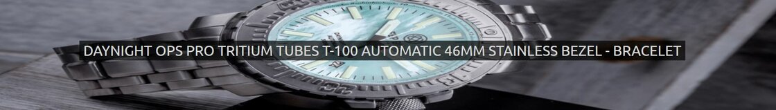 DAYNIGHT OPS PRO TRITIUM TUBES T-100 AUTOMATIC 46MM STAINLESS BEZEL - BRACELET