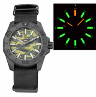 DAYNIGHT STEALTH OPS CARBON CASE GREEN CAMO DIAL GREEN/ORANGE FLAT TRITIUM TUBES AUTOMATIC WATCH SCREW DOWN CROWN