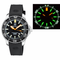 DAYNIGHT PATRIOT BLACK CERAMIC BEZEL - BLACK DIAL - ORANGE HANDS GREEN/ORANGE TUBES STRAP
