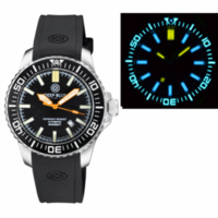 DAYNIGHT PATRIOT BLACK CERAMIC BEZEL - BLACK DIAL - ORANGE HANDS BLUE/YELLOW TUBES STRAP
