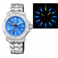 DAYNIGHT OPS PRO TRITIUM TUBES AUTOMATIC 46MM STAINLESS STEEL BEZEL LIGHT BLUE DIAL - BRACELET - BLUE/YELLOW TRITIUM TUBES