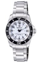 DAYNIGHT 43MM DIVER SOLAR POWERED STAINLESS STEEL CASE TRITIUM WATCH - BLACK/WHITE BEZEL &ndash;WHITE DIAL STRAP