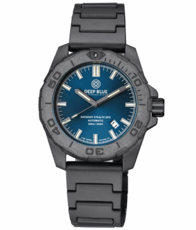 DAYNIGHT STEALTH OPS CARBON CASE DARK BLUE DIAL &ndash; BLUE /YELLOW TRITIUM TUBES AUTOMATIC WATCH SCREW DOWN CROWN