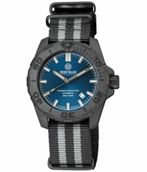 DAYNIGHT STEALTH OPS CARBON CASE DARK BLUE DIAL &ndash; BLUE /YELLOW TRITIUM TUBES AUTOMATIC WATCH SCREW DOWN CROWN
