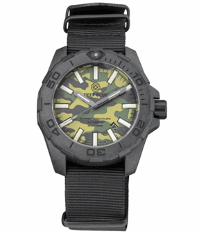 DAYNIGHT STEALTH OPS CARBON CASE GREEN CAMO DIAL GREEN/ORANGE FLAT TRITIUM TUBES AUTOMATIC WATCH SCREW DOWN CROWN