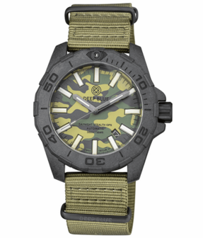 DAYNIGHT STEALTH OPS CARBON CASE GREEN CAMO DIAL GREEN/ORANGE FLAT TRITIUM TUBES AUTOMATIC WATCH SCREW DOWN CROWN