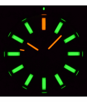 DAYNIGHT STEALTH OPS CARBON CASE BLACK DIAL GREEN/ORANGE FLAT TRITIUM TUBES AUTOMATIC WATCH SCREW DOWN CROWN