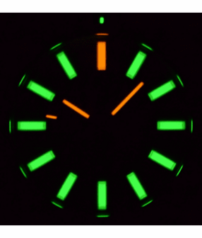 DAYNIGHT STEALTH OPS CARBON CASE BLACK DIAL GREEN/ORANGE FLAT TRITIUM TUBES AUTOMATIC WATCH SCREW DOWN CROWNDA