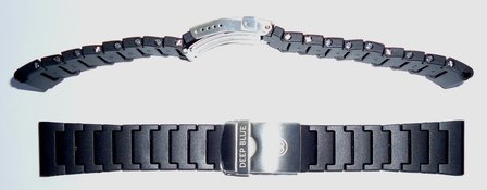 PU Bracelet -Individual Links with screws &quot;Deep Blue&quot; Logo 22 + 24 MM