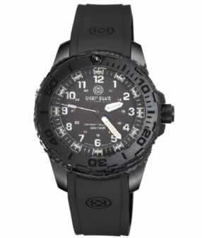 DAYNIGHT 43MM DIVER SOLAR POWERED PC TRITIUM WATCH- STEALTH BEZEL - WHITE NUMBERS WHITE HANDS 3 COLOR TRITIUM TUBES &ndash; STRAP
