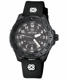 DAYNIGHT 43MM DIVER SOLAR POWERED PC TRITIUM WATCH- STEALTH BEZEL - WHITE NUMBERS WHITE HANDS 3 COLOR TRITIUM TUBES &ndash; STRAP