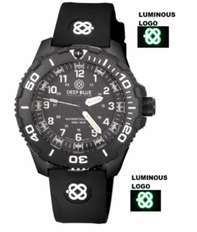 DAYNIGHT 43MM DIVER SOLAR POWERED PC TRITIUM WATCH- BLACK/WHITE BEZEL - WHITE NUMBERS 3 COLOR TRITIUM TUBES &ndash; STRAP