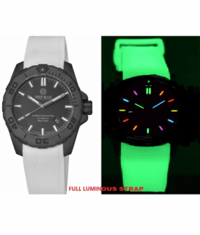 DAYNIGHT STEALTH OPS CARBON CASE BLACK DIAL 6 COLORS CYLINDRICAL TRITIUM TUBES AUTOMATIC WATCH SCREW DOWN CROWN