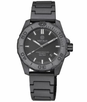 DAYNIGHT STEALTH OPS CARBON CASE BLACK DIAL 6 COLORS CYLINDRICAL TRITIUM TUBES AUTOMATIC WATCH SCREW DOWN CROWN