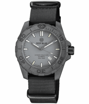 DAYNIGHT STEALTH OPS CARBON CASE GREY DIAL 6 COLORS CYLINDRICAL TRITIUM TUBES AUTOMATIC WATCH SCREW DOWN CROWN