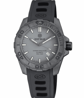 DAYNIGHT STEALTH OPS CARBON CASE GREY DIAL 6 COLORS CYLINDRICAL TRITIUM TUBES AUTOMATIC WATCH SCREW DOWN CROWN