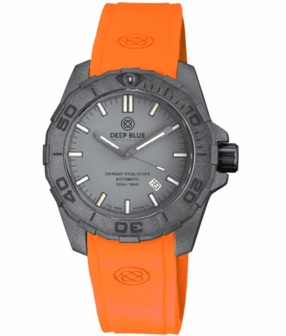 DAYNIGHT STEALTH OPS CARBON CASE GREY DIAL 6 COLORS CYLINDRICAL TRITIUM TUBES AUTOMATIC WATCH SCREW DOWN CROWN