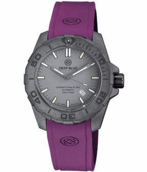DAYNIGHT STEALTH OPS CARBON CASE GREY DIAL 6 COLORS CYLINDRICAL TRITIUM TUBES AUTOMATIC WATCH SCREW DOWN CROWN