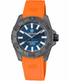 DAYNIGHT STEALTH OPS CARBON CASE DARK BLUE DIAL &ndash; BLUE /YELLOW TRITIUM TUBES AUTOMATIC WATCH SCREW DOWN CROWN