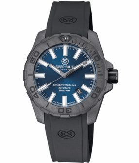 DAYNIGHT STEALTH OPS CARBON CASE DARK BLUE DIAL &ndash; BLUE /YELLOW TRITIUM TUBES AUTOMATIC WATCH SCREW DOWN CROWN