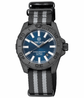 DAYNIGHT STEALTH OPS CARBON CASE DARK BLUE DIAL &ndash; BLUE /YELLOW TRITIUM TUBES AUTOMATIC WATCH SCREW DOWN CROWN
