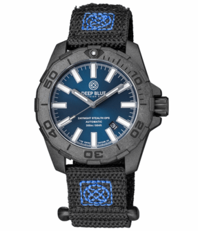 DAYNIGHT STEALTH OPS CARBON CASE DARK BLUE DIAL &ndash; BLUE /YELLOW TRITIUM TUBES AUTOMATIC WATCH SCREW DOWN CROWN