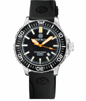 DAYNIGHT PATRIOT BLACK CERAMIC BEZEL - BLACK DIAL - ORANGE HANDS BLUE/YELLOW TUBES STRAP