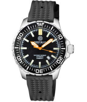 DAYNIGHT PATRIOT BLACK CERAMIC BEZEL - BLACK DIAL - ORANGE HANDS BLUE/YELLOW TUBES STRAP