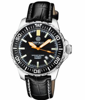 DAYNIGHT PATRIOT BLACK CERAMIC BEZEL - BLACK DIAL - ORANGE HANDS GREEN/ORANGE TUBES STRAP