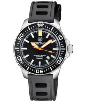 DAYNIGHT PATRIOT BLACK CERAMIC BEZEL - BLACK DIAL - ORANGE HANDS GREEN/ORANGE TUBES STRAP