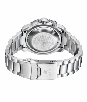 PRO SEA DIVER 1000M BRACELET CERAMIC BLACK BEZEL - WHITE FULL LUME DIAL ORANGE MINUTE HAND BRACELET - GLOWS BLUE
