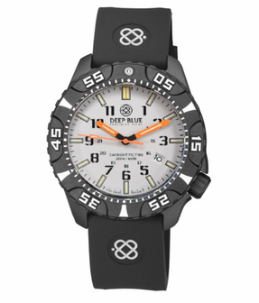 DAYNIGHT DIVER PC TRITIUM AUTOMATIC WATCH BLACK WHITE BEZEL - WHITE DIAL ORANGE HANDS GREEN/ORANGE TUBES STRAP
