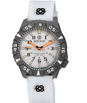 DAYNIGHT DIVER PC TRITIUM AUTOMATIC WATCH BLACK WHITE BEZEL - WHITE DIAL ORANGE HANDS GREEN/ORANGE TUBES STRAP