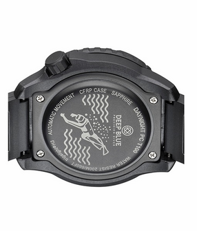 DAYNIGHT DIVER PC TRITIUM AUTOMATIC WATCH BLACK WHITE BEZEL - BLACK DIAL ORANGE HANDS GREEN/ORANGE TUBES STRAP