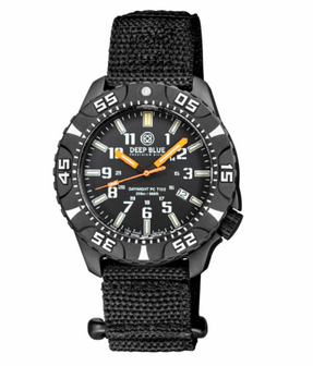 DAYNIGHT DIVER PC TRITIUM AUTOMATIC WATCH BLACK WHITE BEZEL - BLACK DIAL ORANGE HANDS GREEN/ORANGE TUBES STRAP