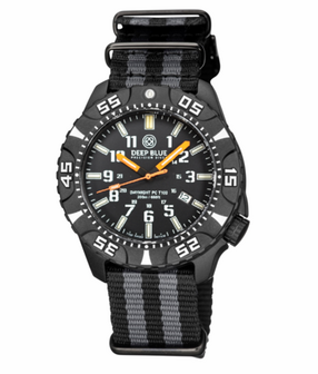 DAYNIGHT DIVER PC TRITIUM AUTOMATIC WATCH BLACK WHITE BEZEL - BLACK DIAL ORANGE HANDS GREEN/ORANGE TUBES STRAP