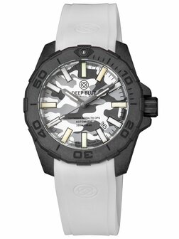 DAYNIGHT STEALTH OPS CARBON CASE WHITE GREY CAMO DIAL BLUE /YELLOW FLAT TRITIUM TUBES AUTOMATIC WATCH SCREW DOWN CROWN
