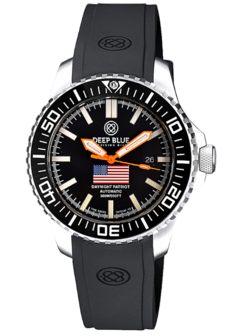 "INTRO PRICE " DAYNIGHT PATRIOT USA SS CASE TRITIUM TUBES T-100 ORANGE HANDS USA FLAG RED,WHITE, BLUE TRITIUM TUBES T-100 STRAP