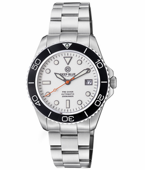 PRO DIVER 200 WHITE FULL LUME DIAL 42.5MM AUTOMATIC BRACELET DIVE WATCH
