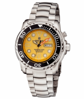 PRO SEA DIVER 1000M BRACELET CERAMIC BLACK BEZEL - YELLOW ORANGE FULL LUME DIAL ORANGE MINUTE HAND BRACELET