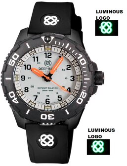 DayNight 43 Solar &mdash; White Dial, White Bezel Accents, Orange Hands, Orange &amp; White &amp; Green Lume