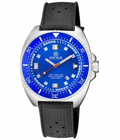 DEEP STAR 1000 VINTAGE SWISS AUTOMATIC BLUE CERAMIC BEZEL - BLUE DIAL STRAP