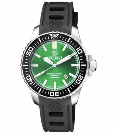 DAYNIGHT PATRIOT BLACK CERAMIC BEZEL - GREEN DIAL - GREEN/ORANGE TUBES STRAP