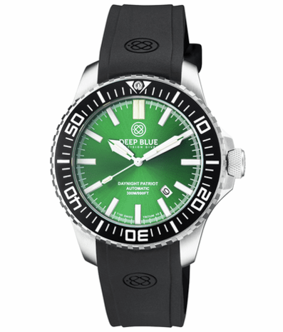 DAYNIGHT PATRIOT BLACK CERAMIC BEZEL - GREEN DIAL - GREEN/ORANGE TUBES STRAP