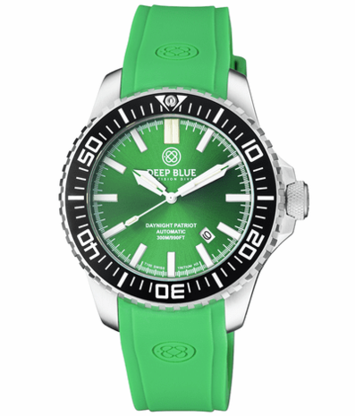 DAYNIGHT PATRIOT BLACK CERAMIC BEZEL - GREEN DIAL - GREEN/ORANGE TUBES STRAP