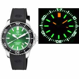 DAYNIGHT PATRIOT BLACK CERAMIC BEZEL - GREEN DIAL - GREEN/ORANGE TUBES STRAP