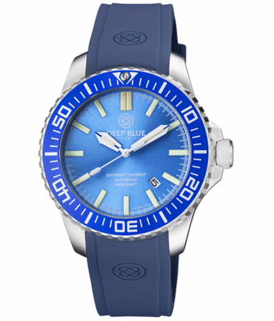 DAYNIGHT PATRIOT BLUE CERAMIC BEZEL - ICE BLUE DIAL - BLUE/YELLOW TUBES STRAP