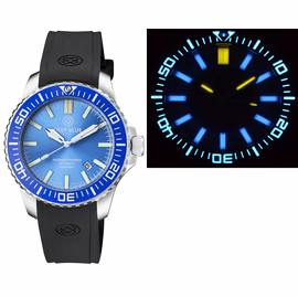 DAYNIGHT PATRIOT BLUE CERAMIC BEZEL - ICE BLUE DIAL - BLUE/YELLOW TUBES STRAP
