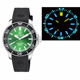DAYNIGHT PATRIOT BLACK CERAMIC BEZEL - GREEN DIAL - BLUE/YELLOW TUBES STRAP