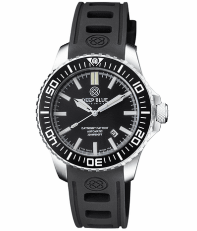 DAYNIGHT PATRIOT BLACK CERAMIC BEZEL - BLACK DIAL - BLUE/YELLOW TUBES STRAP